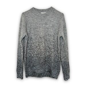 H&M Ombré Glitter Heather Grey Fuzzy Knit Crewneck Pullover Holiday Sweater S